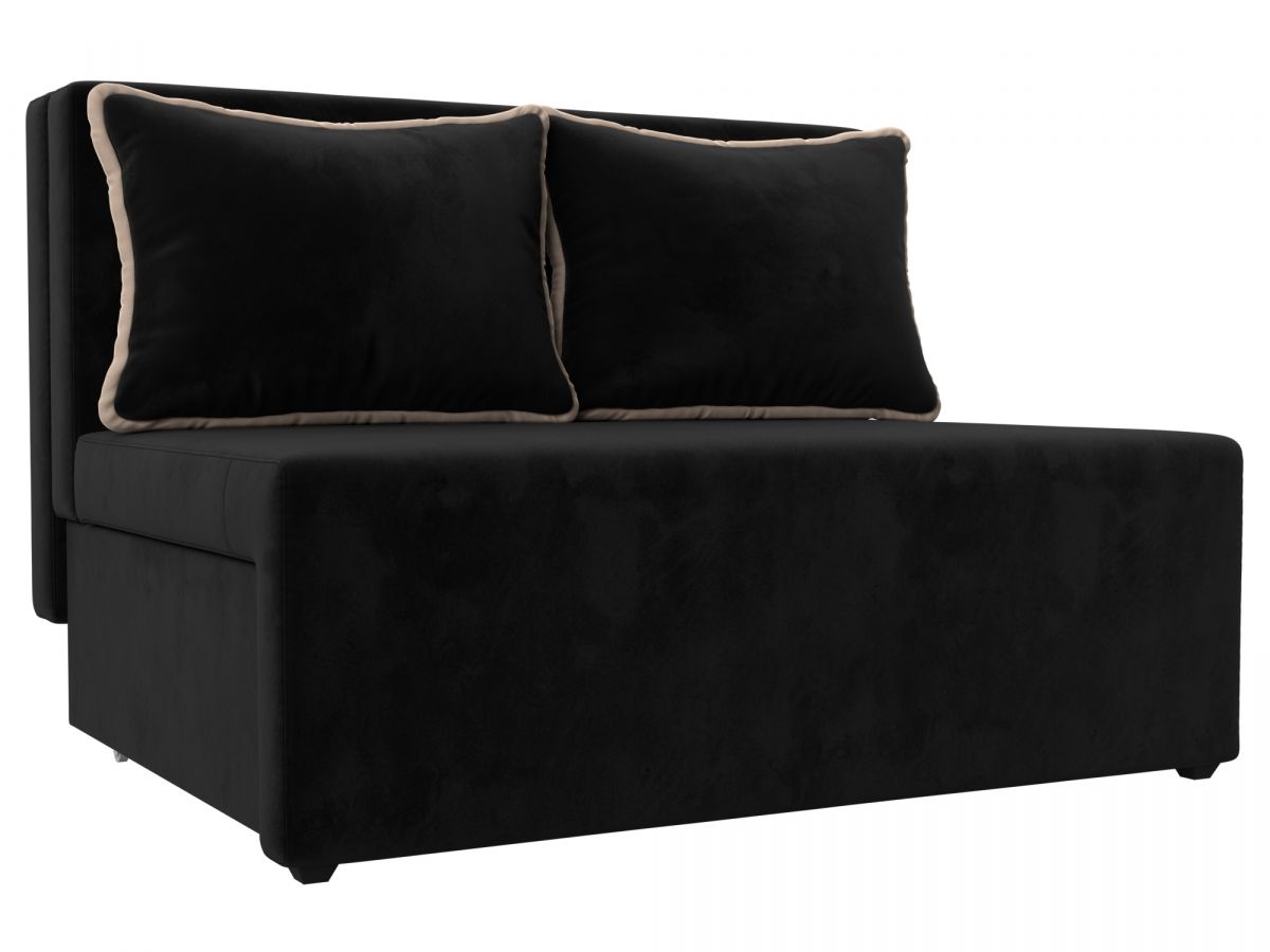 114437 Диван прямой Лагуна | велюр | черный, бежевый