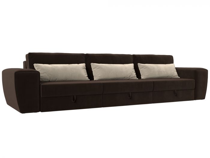 119058 Диван прямой Лига-008 Long | микровельвет | коричневый, бежевый