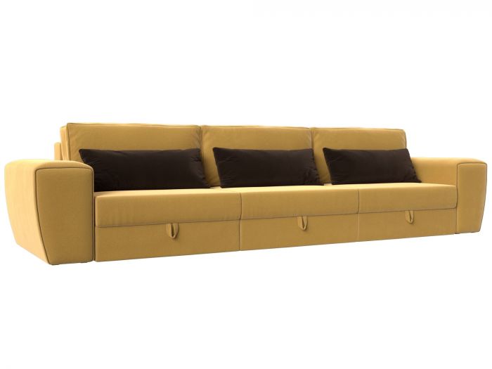 119040 Диван прямой Лига-008 Long | микровельвет | желтый, коричневый