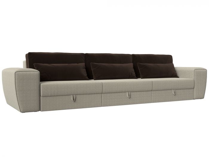 119109 Диван прямой Лига-008 Long | рогожка, микровельвет | корфу 02, коричневый