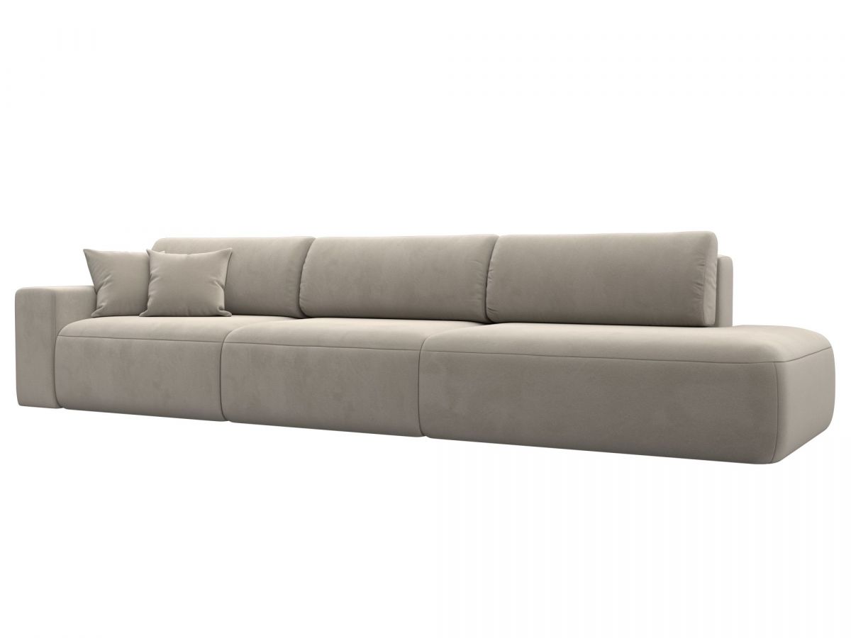 121347L Диван прямой Лига-036 НПБ Модерн Лонг подлокотник слева | микровельвет | бежевый