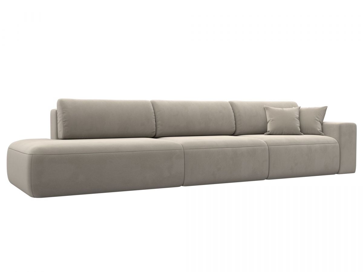 121347 Диван прямой Лига-036 НПБ Модерн Лонг подлокотник справа | микровельвет | бежевый