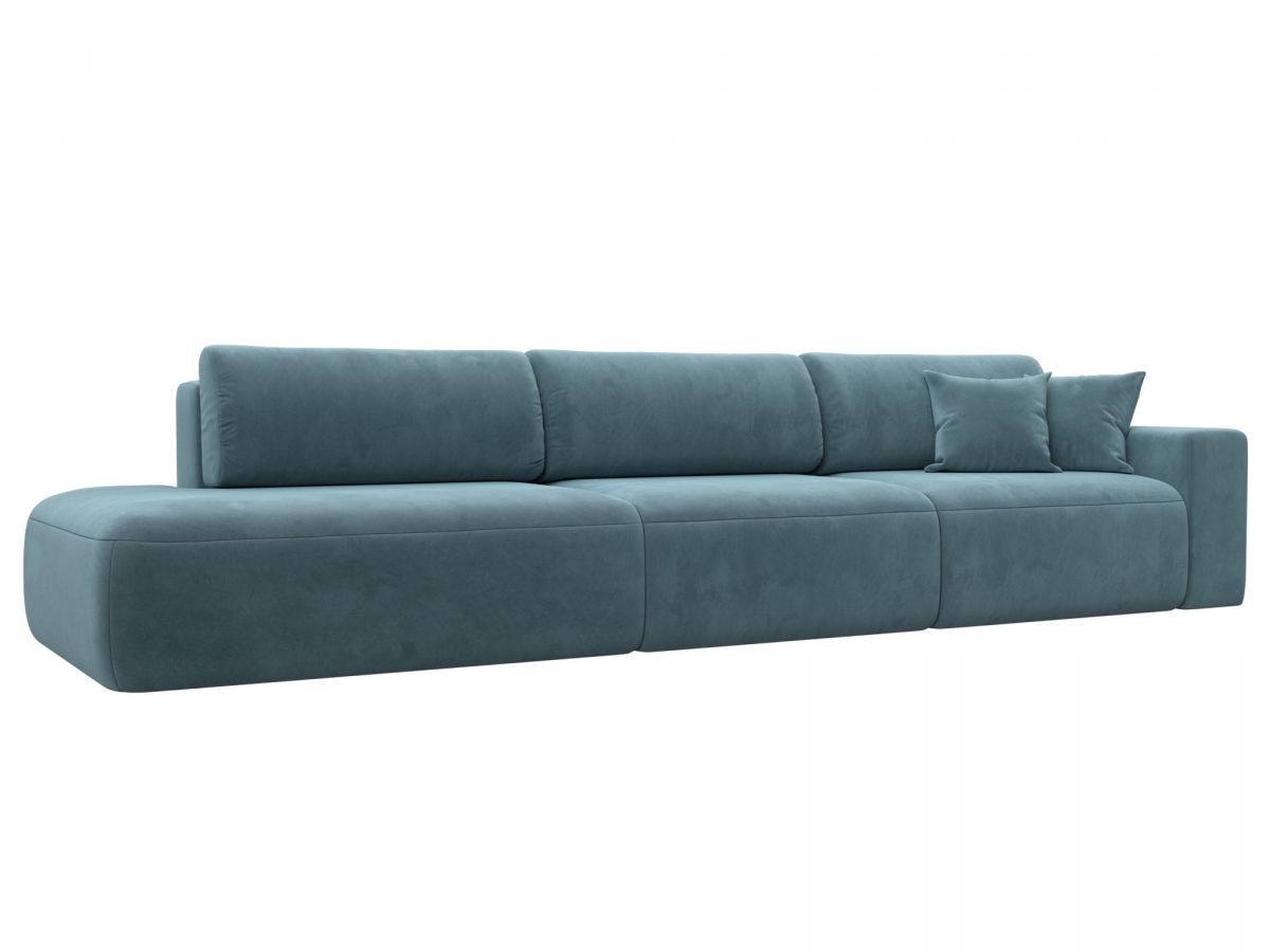 121357 Диван прямой Лига-036 НПБ Модерн Лонг подлокотник справа | велюр | бирюзовый