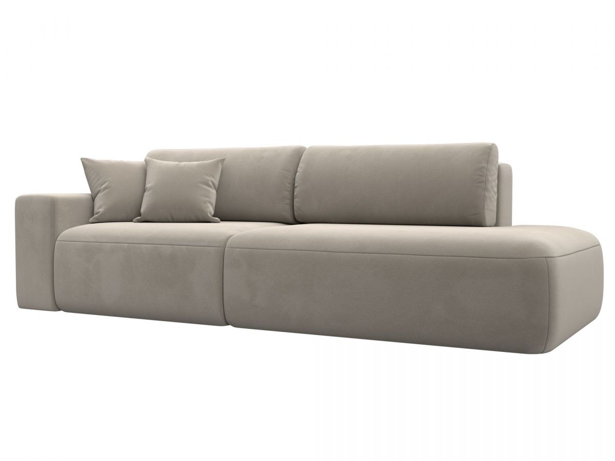 121330L Диван прямой Лига-036 НПБ Модерн подлокотник слева | микровельвет | бежевый