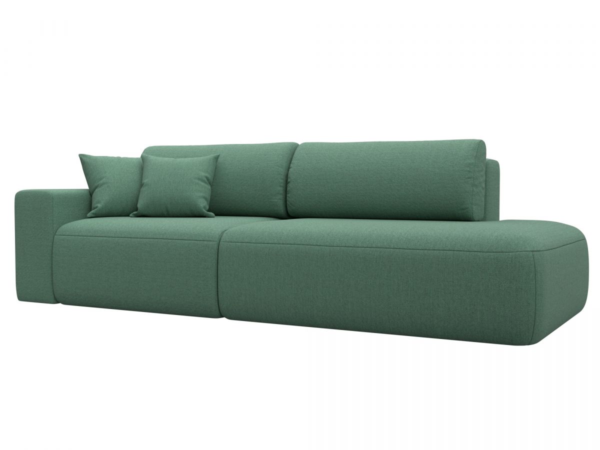 124220L Диван прямой Лига-036 НПБ Модерн подлокотник слева | рогожка | амур зеленый