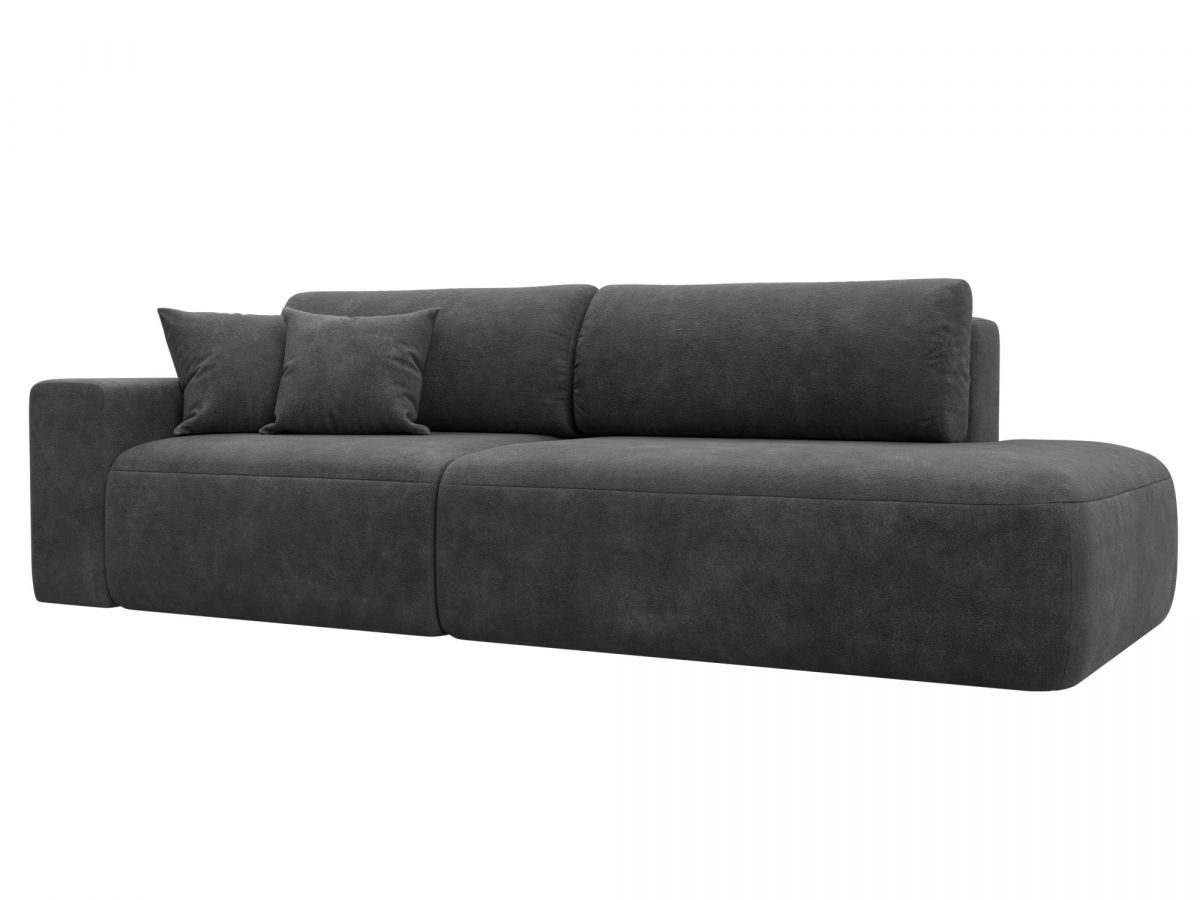 127705L Диван прямой Лига-036 НПБ Модерн подлокотник слева | велюр | brut 16 темно-серый