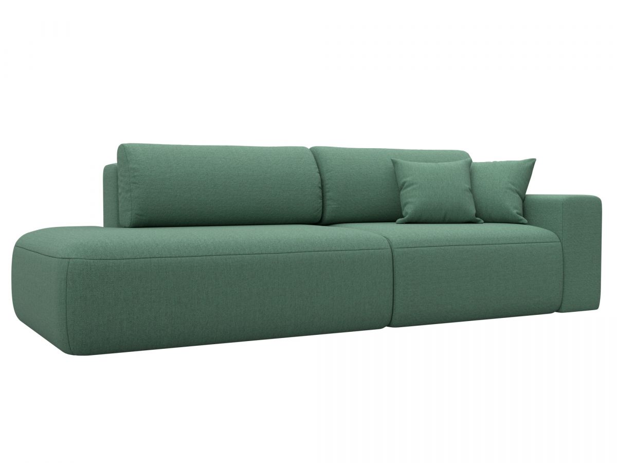 124220 Диван прямой Лига-036 НПБ Модерн подлокотник справа | рогожка | амур зеленый