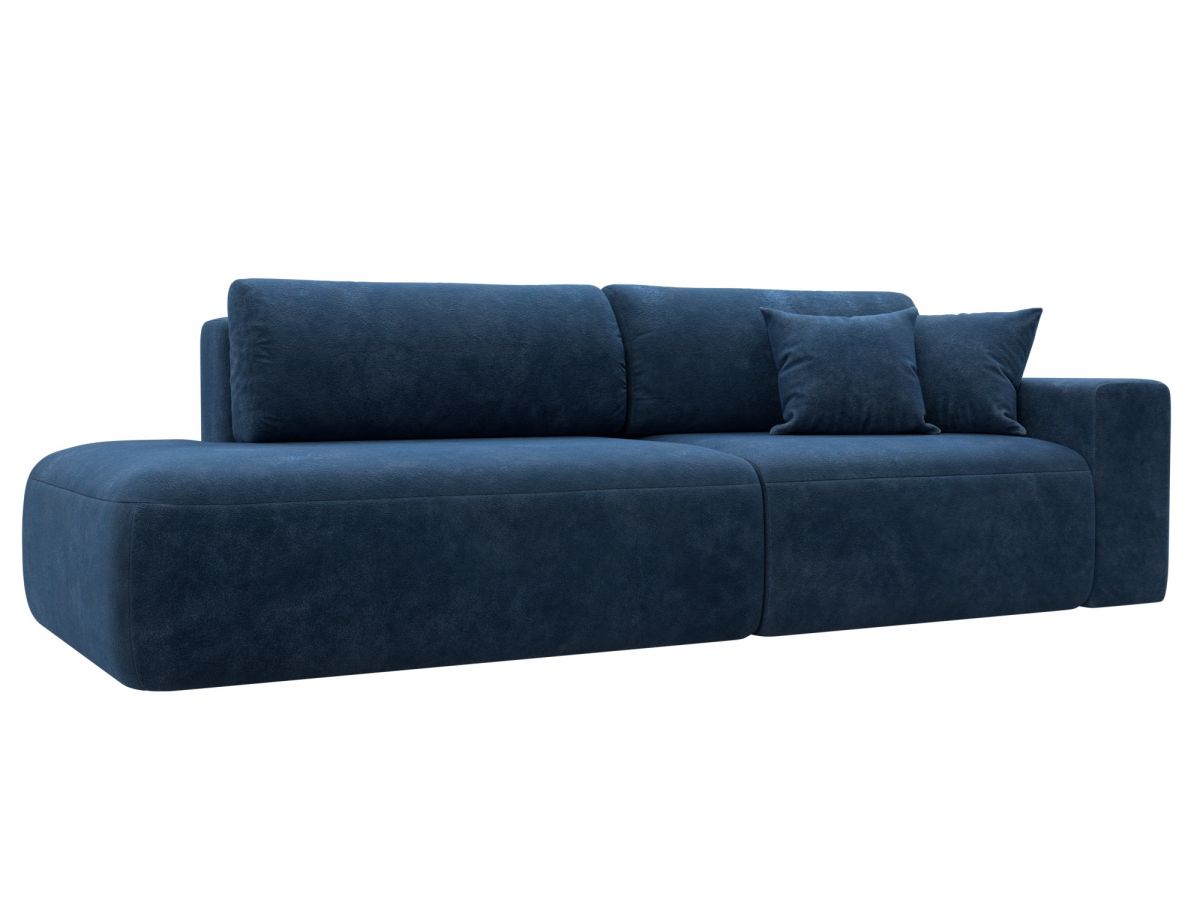 127707 Диван прямой Лига-036 НПБ Модерн подлокотник справа | велюр | brut 11 синий