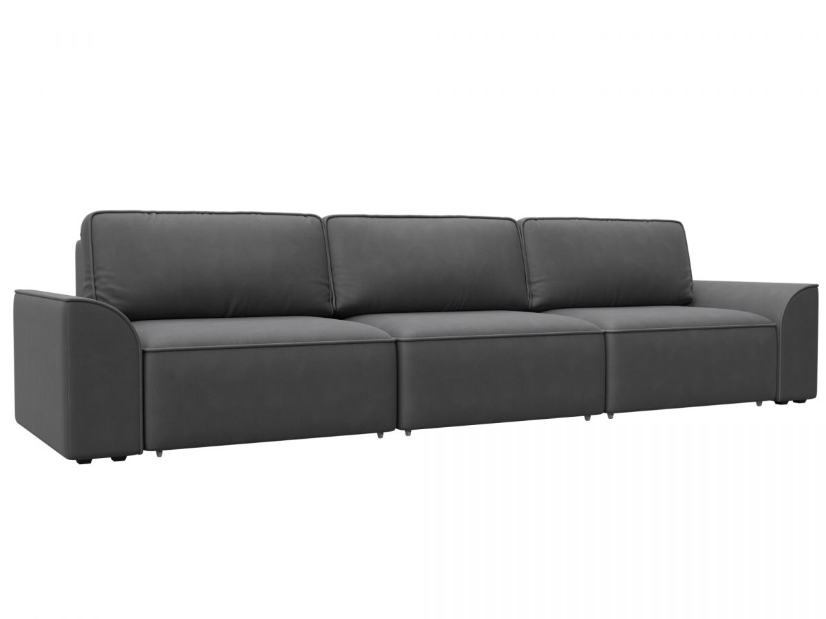 128262 Диван прямой Лига-048 НПБ Лонг | замша | joly 13 серый