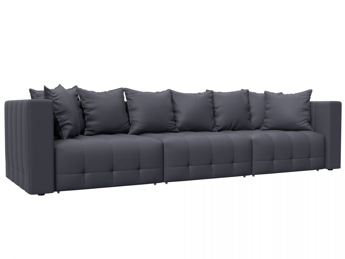 129909 Диван прямой Лига-052 НПБ Лонг | экокожа | grifon 15 серый