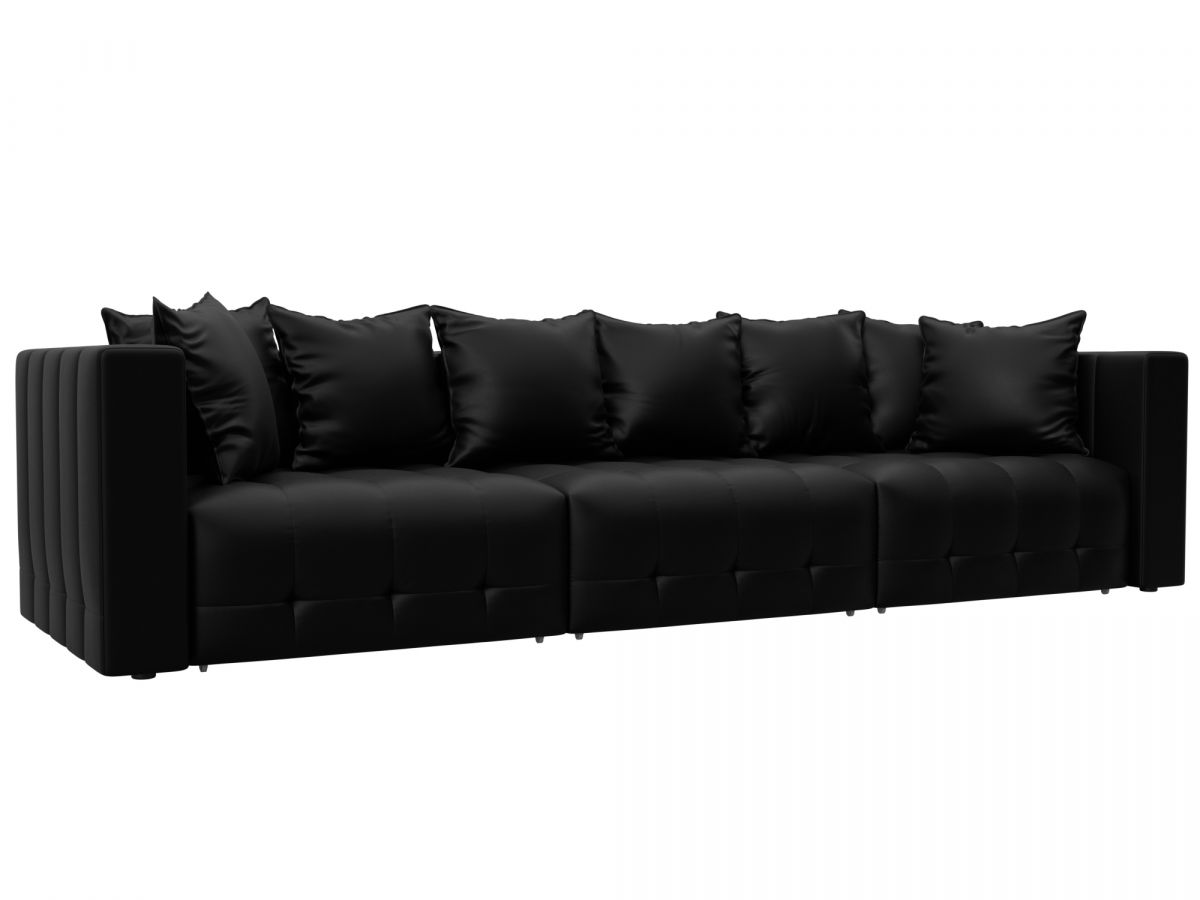 129908 Диван прямой Лига-052 НПБ Лонг | экокожа | grifon 18 черный
