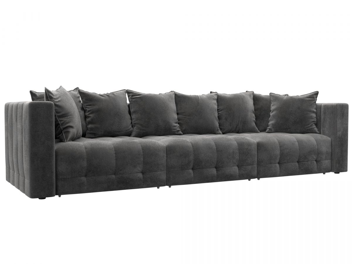 128777 Диван прямой Лига-052 НПБ Лонг | велюр | tower 10 серый