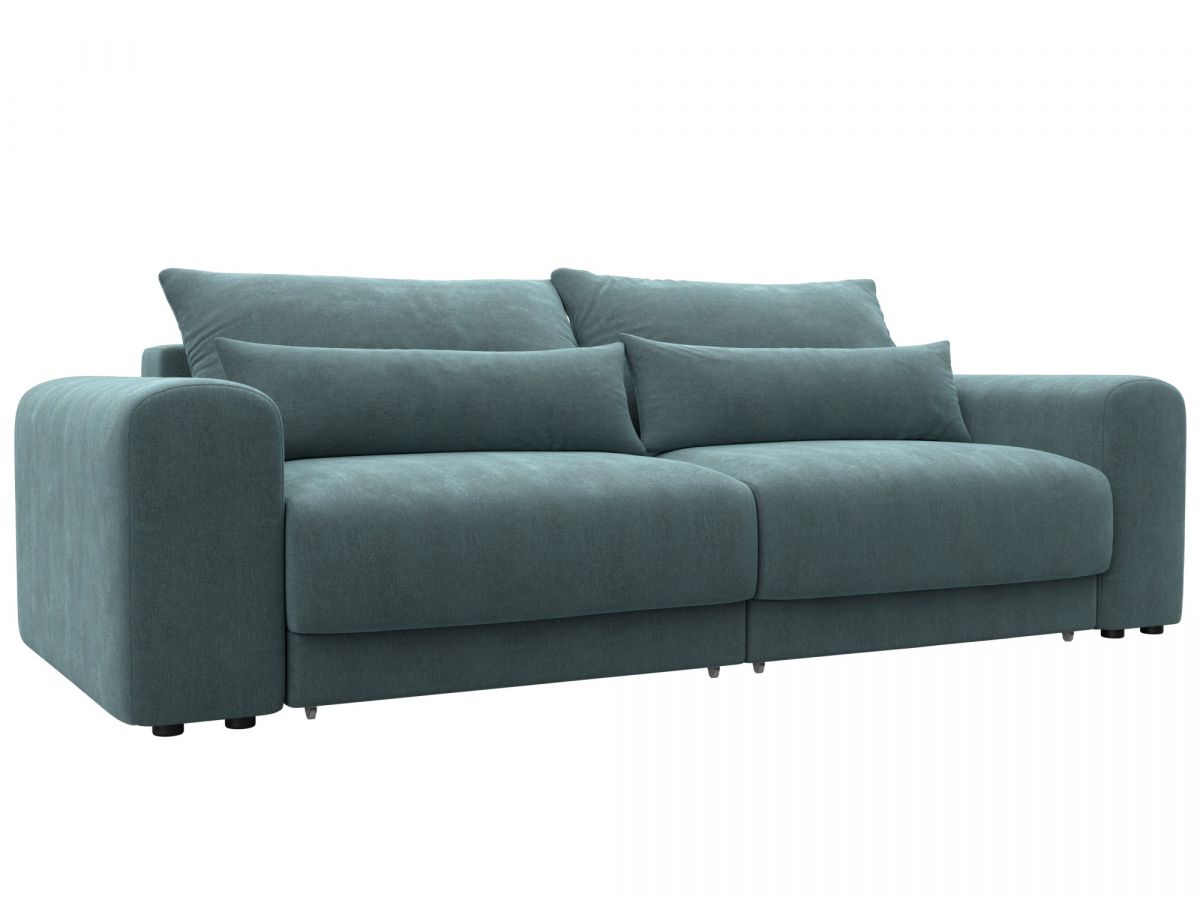 129128 Диван прямой Лига-056 НПБ | шенилл | rimini 11 серо-зеленый