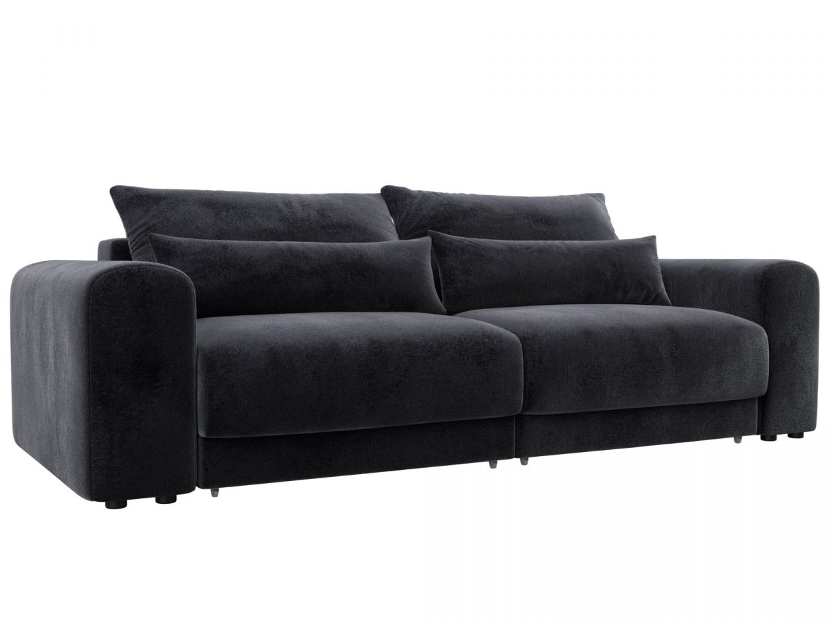 129125 Диван прямой Лига-056 НПБ | велюр | tower 11 темно-серый