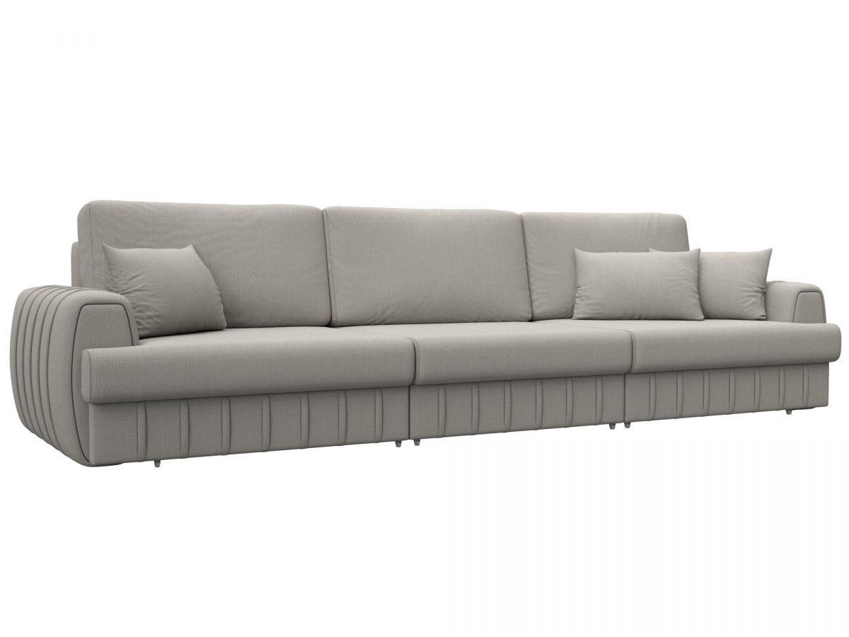 129234 Диван прямой Лига-057 НПБ Лонг | рогожка | амур 02 бежевый