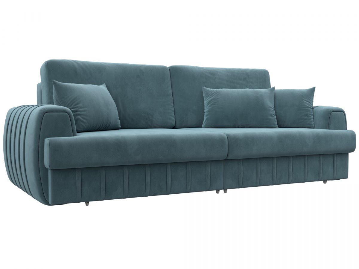 129211 Диван прямой Лига-057 НПБ | велюр | seven 113 бирюзовый