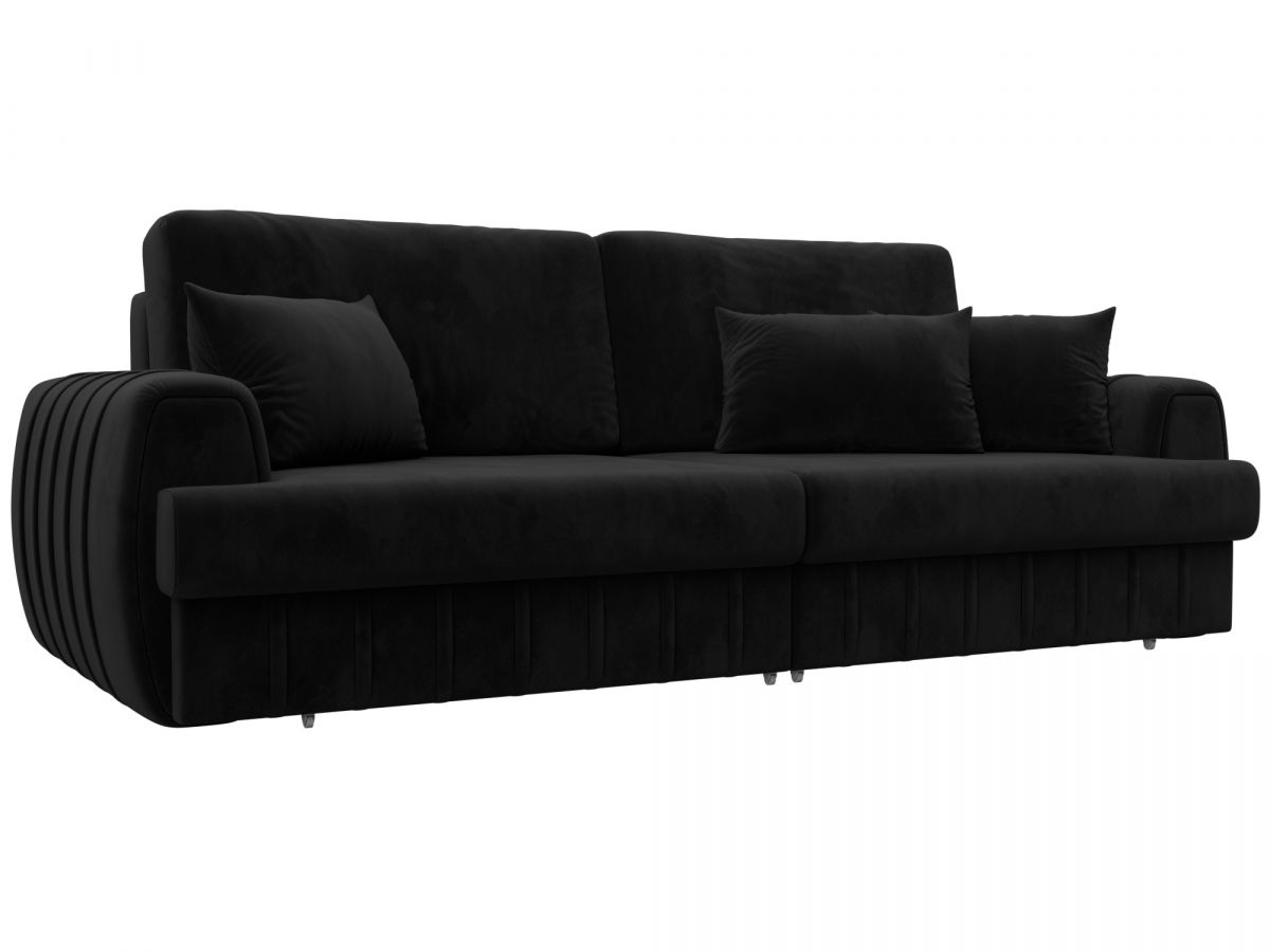 129215 Диван прямой Лига-057 НПБ | велюр | seven 35 черный
