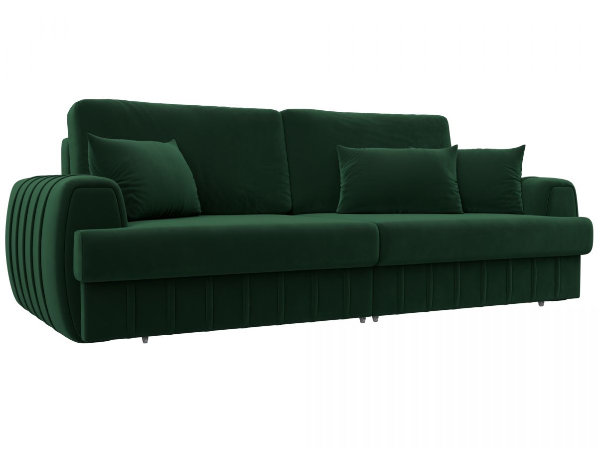 129212 Диван прямой Лига-057 НПБ | велюр | seven 626 зеленый