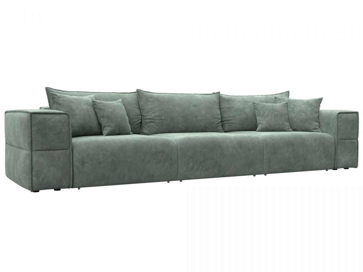 129404 Диван прямой Лига-058 НПБ Лонг | велюр | brut 08 зеленый