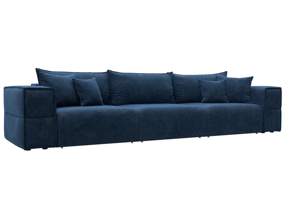 129405 Диван прямой Лига-058 НПБ Лонг | велюр | brut 11 синий