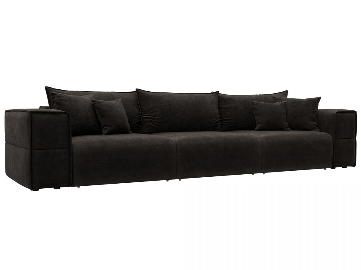 129406 Диван прямой Лига-058 НПБ Лонг | велюр | brut 17 коричневый