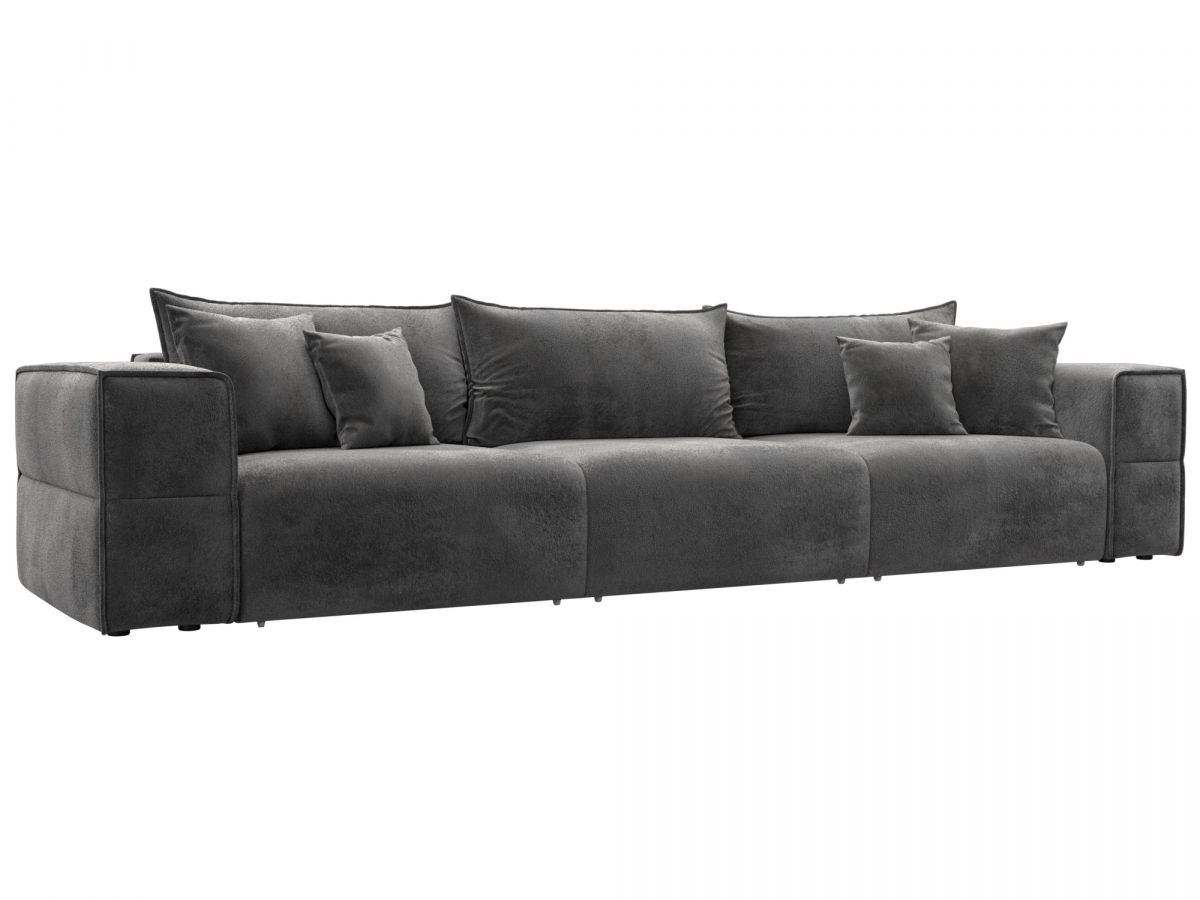 129396 Диван прямой Лига-058 НПБ Лонг | велюр | tower 10 серый