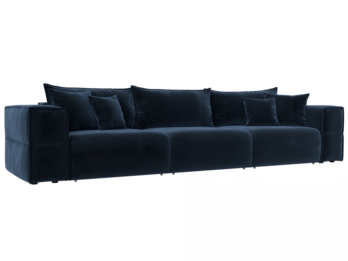 129395 Диван прямой Лига-058 НПБ Лонг | велюр | tower 13 синий
