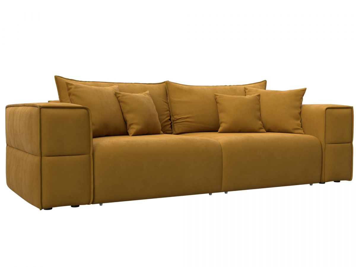 129388 Диван прямой Лига-058 НПБ | велюр | brut 10 желтый