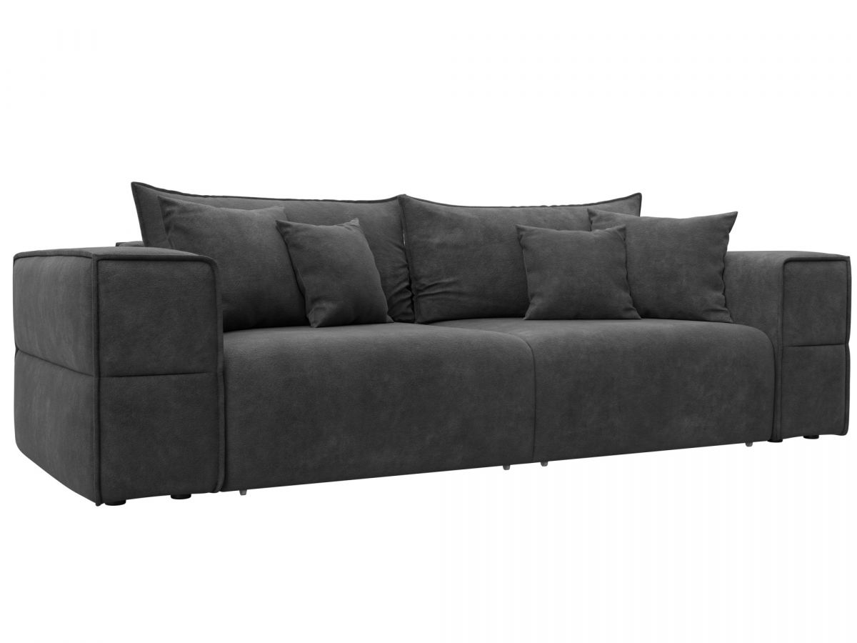 129389 Диван прямой Лига-058 НПБ | велюр | brut 16 темно-серый