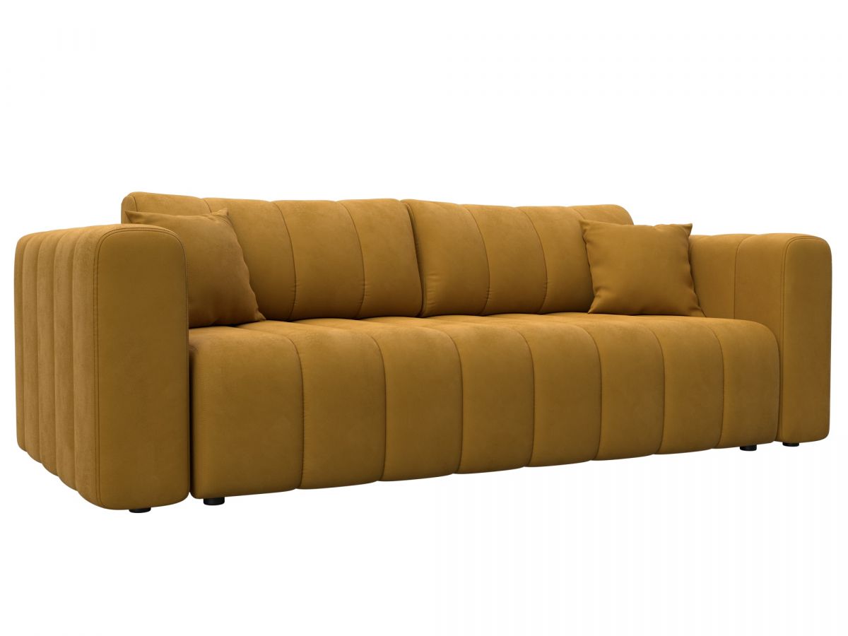 130266 Диван прямой Лига-062 НПБ | велюр | велюр brut 10 желтый