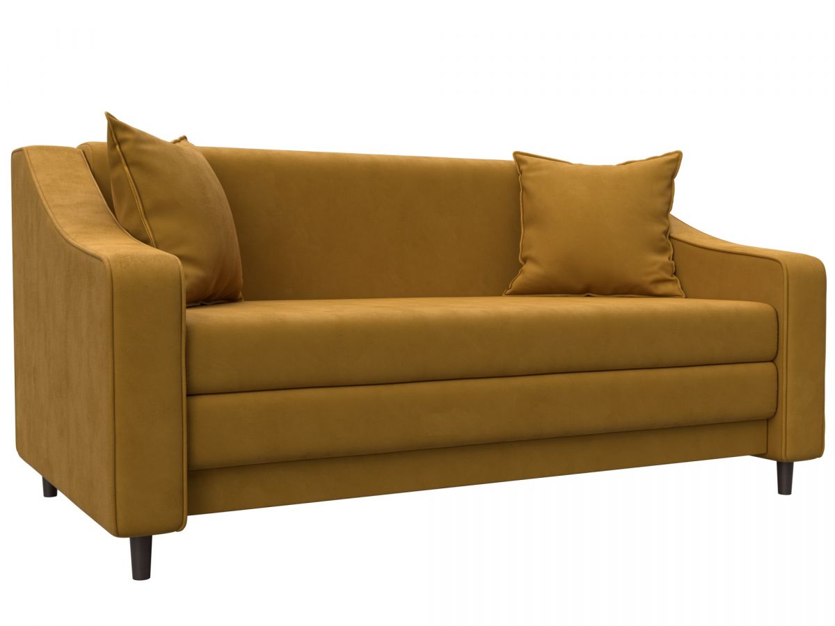 129778 Диван прямой Лига-071 | велюр | brut 10 желтый
