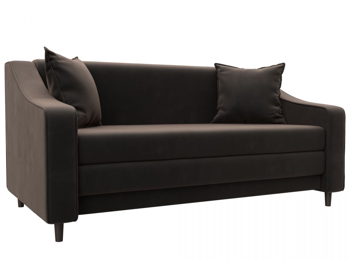 129767 Диван прямой Лига-071 | велюр | seven 727 коричневый