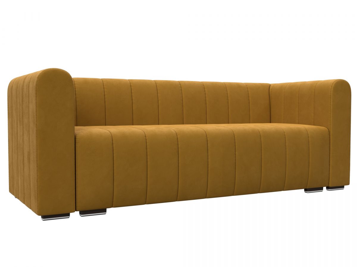 129985 Диван прямой Лига-073 | велюр | brut 10 желтый