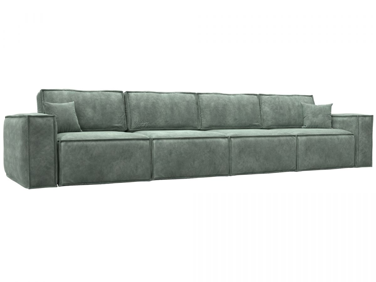 130296 Диван прямой Лига-081 НПБ МегаЛонг | велюр | brut 08 зеленый