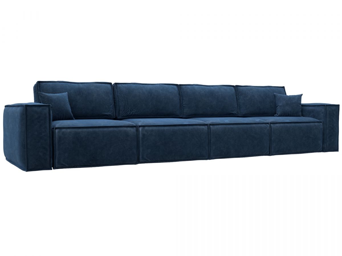 130297 Диван прямой Лига-081 НПБ МегаЛонг | велюр | brut 11 синий