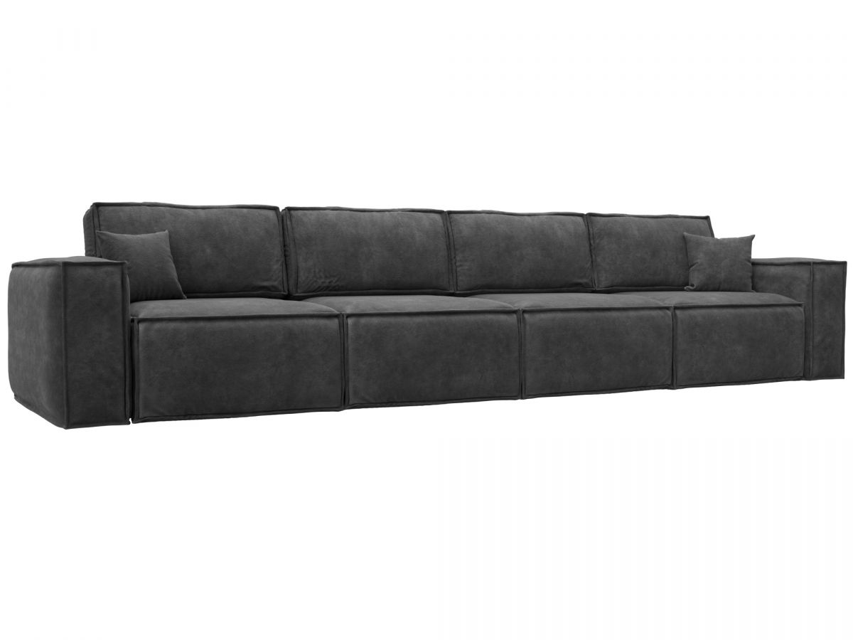 130295 Диван прямой Лига-081 НПБ МегаЛонг | велюр | brut 16 темно-серый