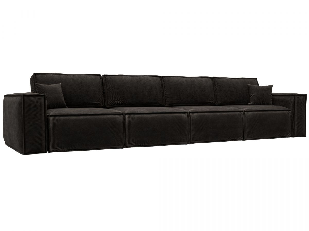 130298 Диван прямой Лига-081 НПБ МегаЛонг | велюр | brut 17 коричневый