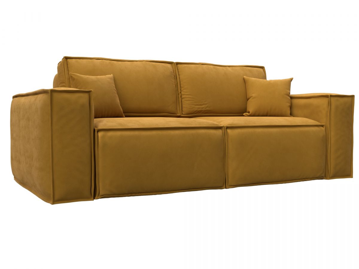 130112 Диван прямой Лига-081 НПБ | велюр | brut 10 желтый