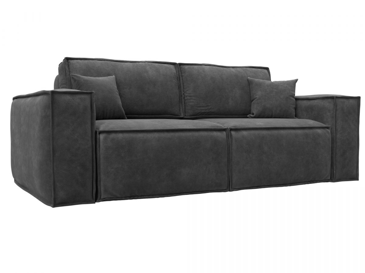 130113 Диван прямой Лига-081 НПБ | велюр | brut 16 темно-серый