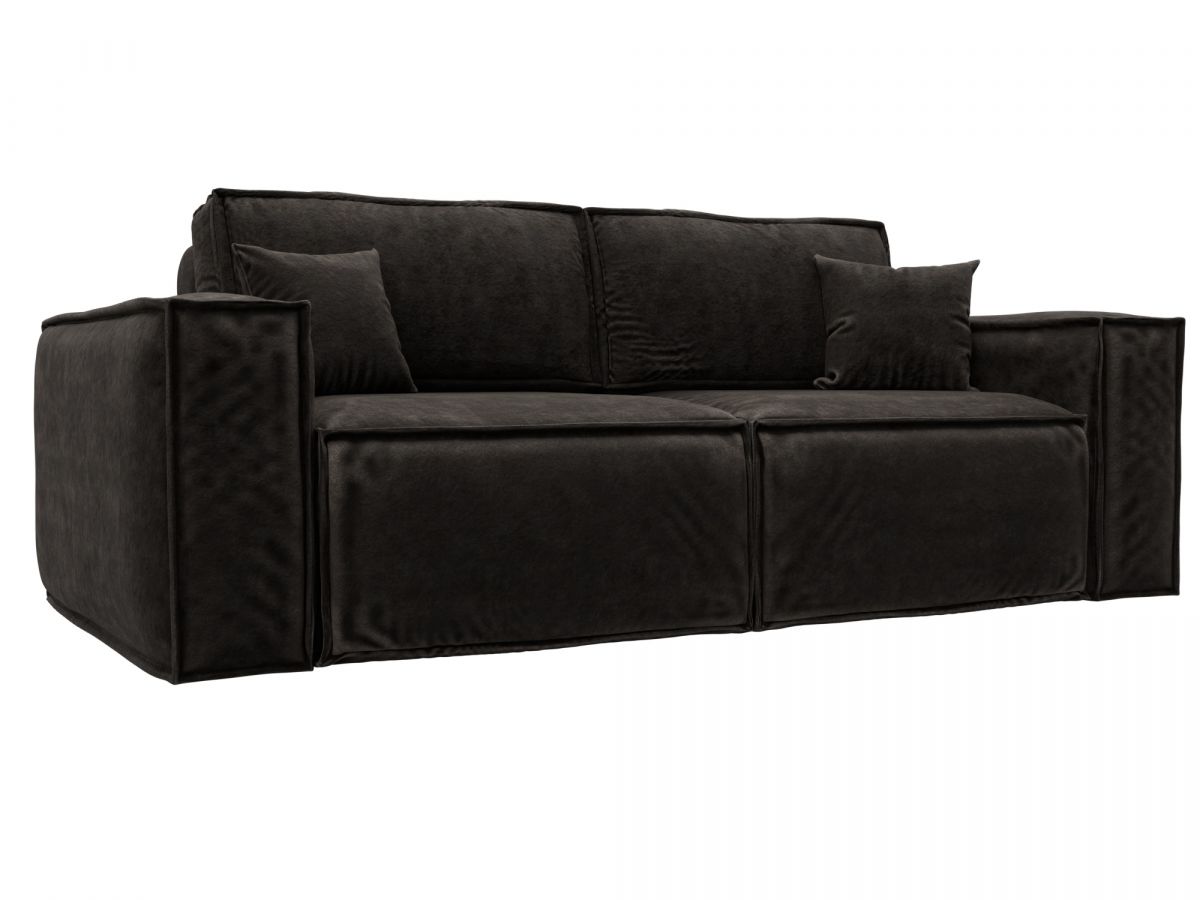 130116 Диван прямой Лига-081 НПБ | велюр | brut 17 коричневый