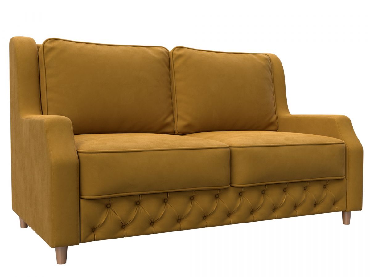 130338 Диван прямой Лига-082 НПБ | велюр | brut 10 желтый