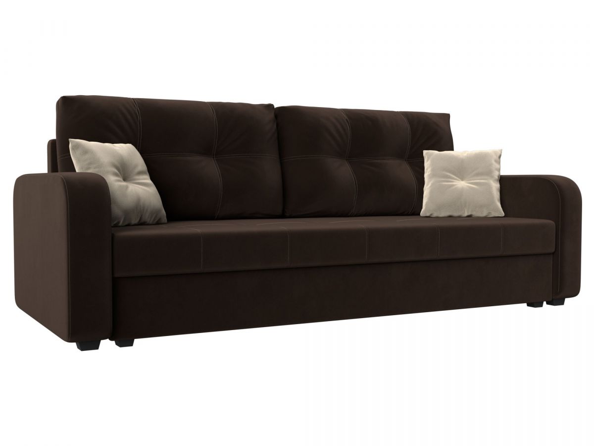117197 Диван прямой Ливерпуль Лайт | микровельвет | коричневый, бежевый