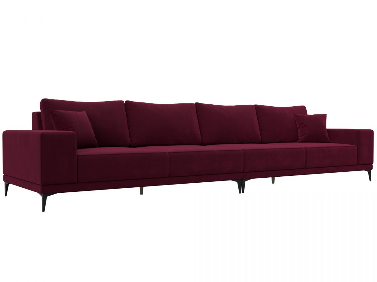 122395 Диван прямой Льюес Лонг | микровельвет | бордовый