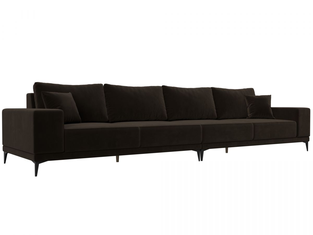 122392 Диван прямой Льюес Лонг | микровельвет | коричневый