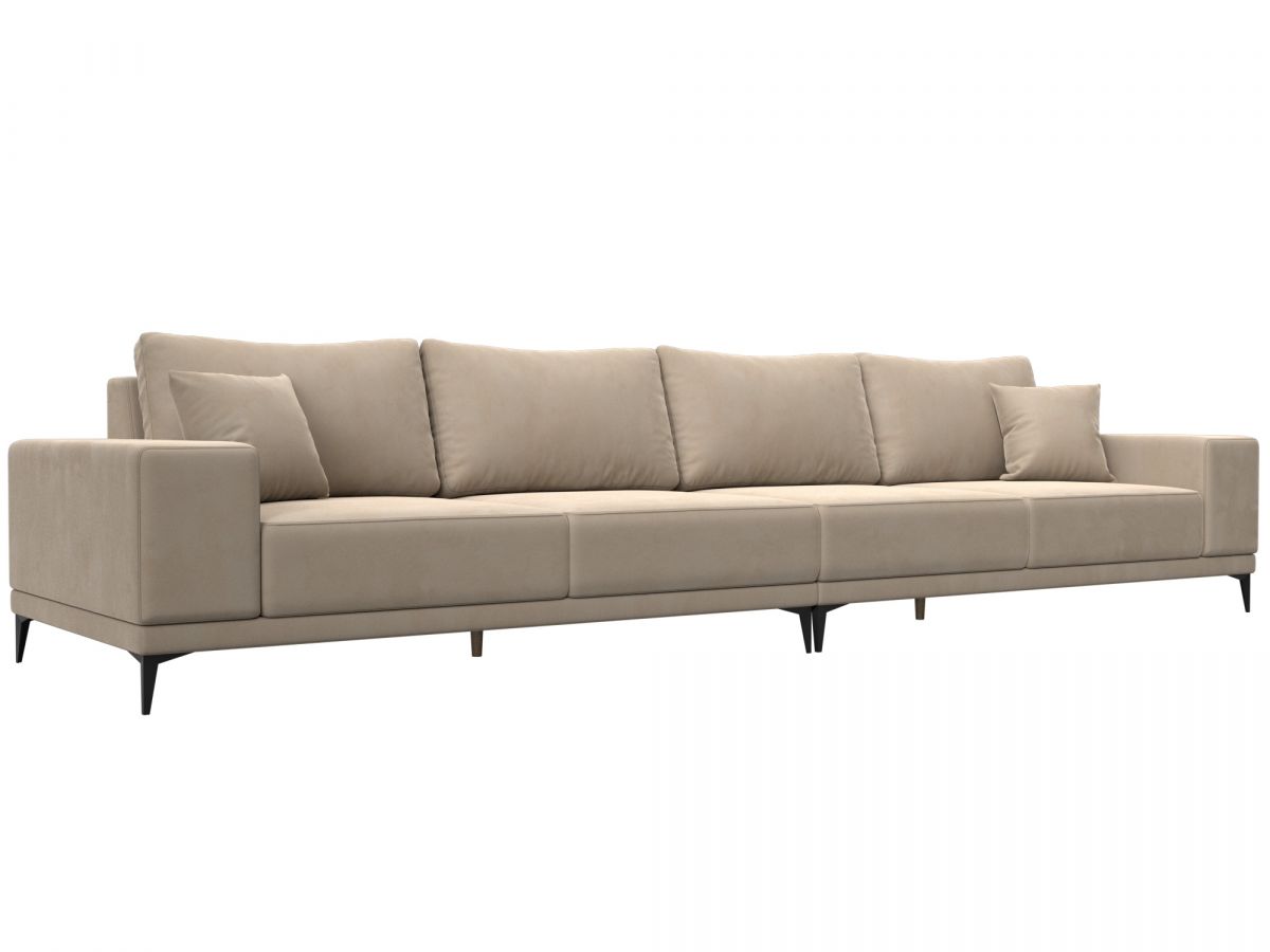 122383 Диван прямой Льюес Лонг | велюр | бежевый