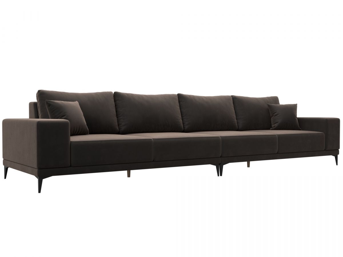 122386 Диван прямой Льюес Лонг | велюр | коричневый