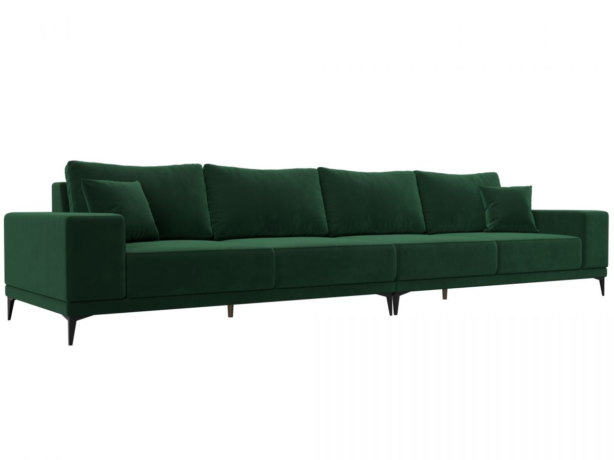 122385 Диван прямой Льюес Лонг | велюр | зеленый
