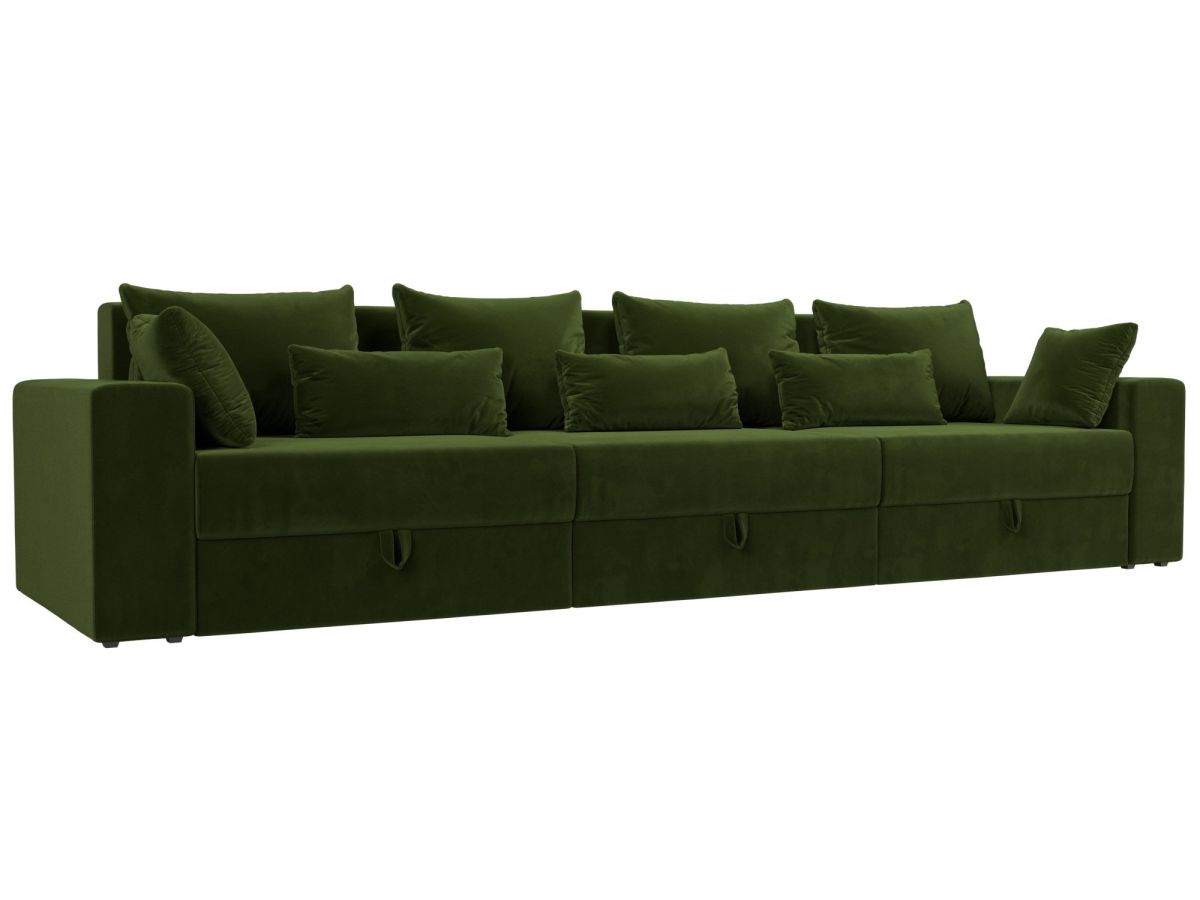 114750 Диван прямой Майами Long | микровельвет | зеленый