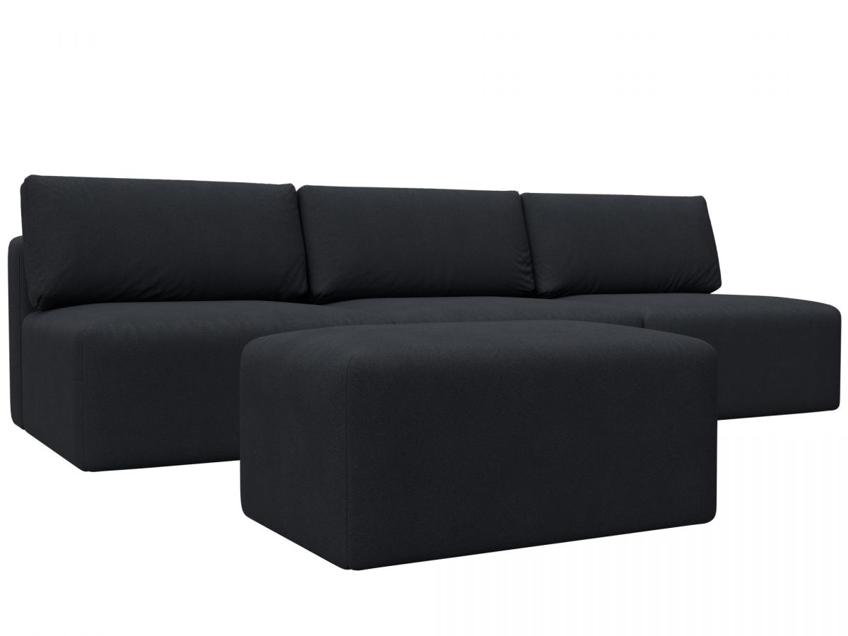 129483 Диван прямой модульный с пуфом Лига-060 НПБ Лонг | замша | joly 16 темно-серый