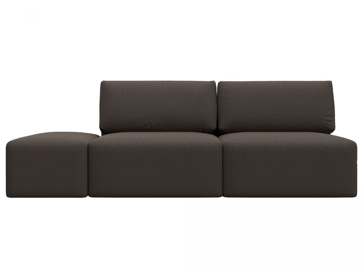 129675 Диван прямой модульный с пуфом Лига-060 НПБ | рогожка | амур 05 коричневый